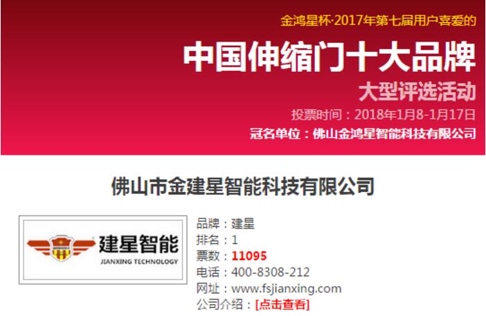 【喜訊】祝賀建星智能連續(xù)第7年蟬聯(lián)中國(guó)十大品牌第一名