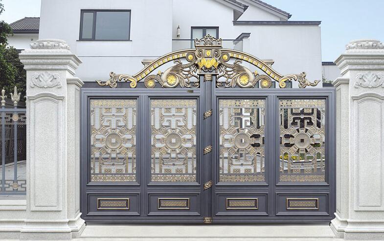 忻州藍(lán)海商務(wù)酒店選擇了忻州出安智能鋁藝大門(mén)
