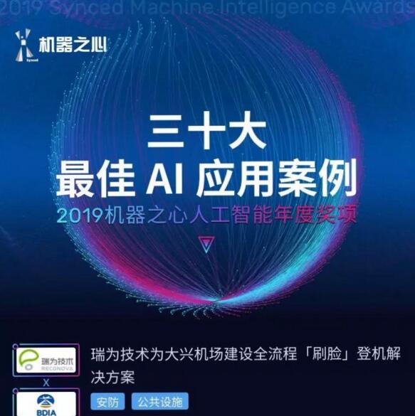 瑞為榮膺機器之心年度大獎「三十大最佳 AI 應(yīng)用案例」