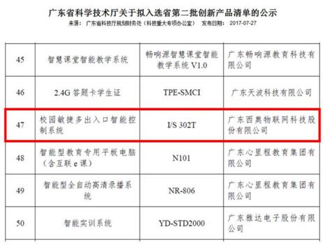 創(chuàng)新驅(qū)動(dòng)！西奧入選“廣東省創(chuàng)新產(chǎn)品清單”